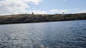 Approaching the Isle of May by boat