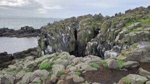 Rugged rock formations by the sea, Isle of May